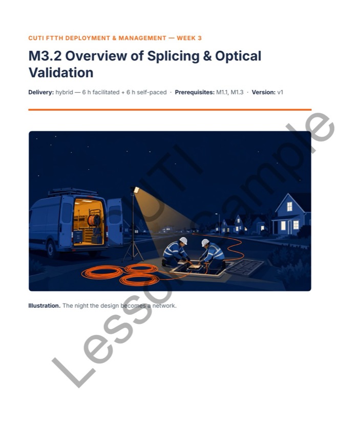 Sample lesson title page: M3.2 Overview of Splicing & Optical Validation